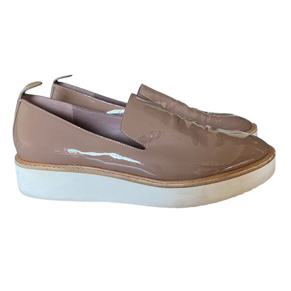 Vince Patent Leather Platform Slip On Loafer Shoes Taupe Antique Rose size 8.5 - Picture 2 of 10